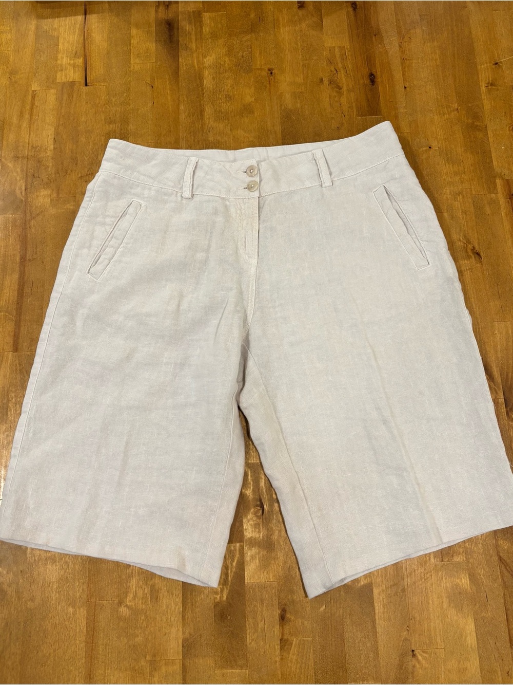 Poetry 100% Linen Bermuda Shorts Ivory Beige Women’s Size 12
